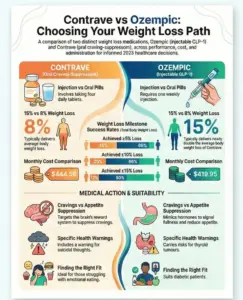 Contrave vs Ozempic 2026: Weight Loss, Cost & Side Effects Comparison
