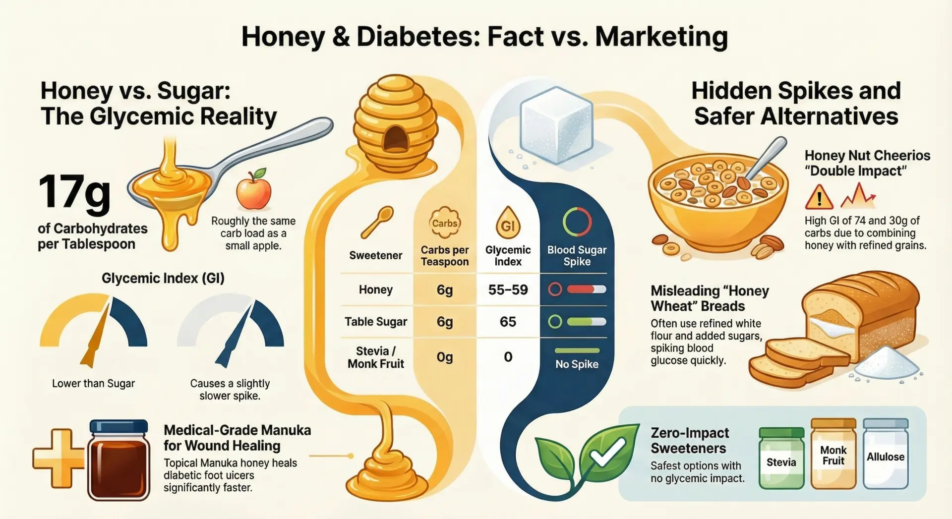 Honey and Diabetes Comparison Facts